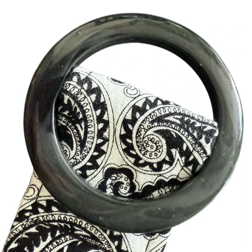 White Bandana Black Paisley Thick Fabric Belt Size L/XL 45” Classic